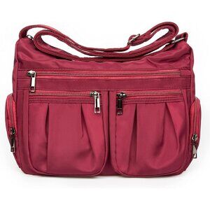 Women Red-m Nylon Water Resistant Anti Theft Travel Crossbody Shoulder Bag